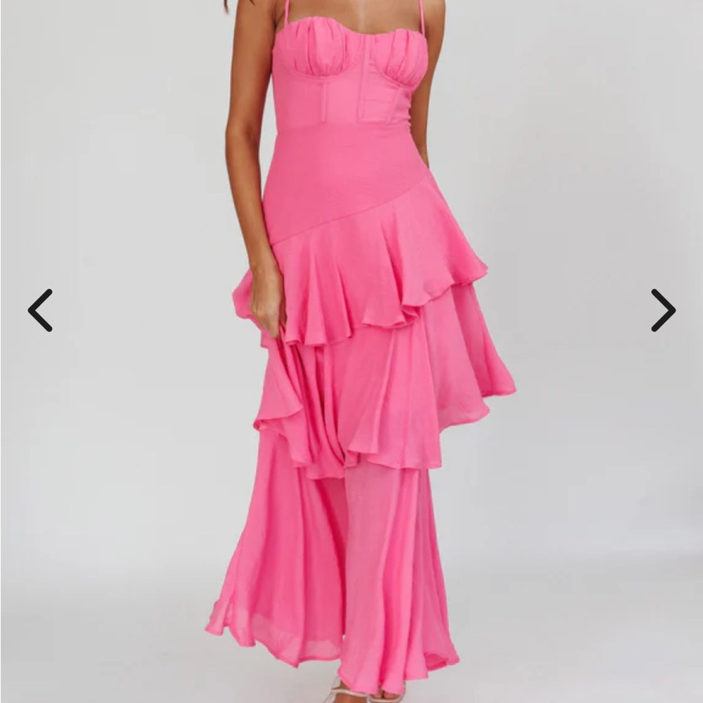 Madrid Summer Tiered Ruffle Maxi Dress Pink